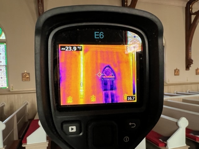 Infrared Imaging Camera Showing Heat In Church